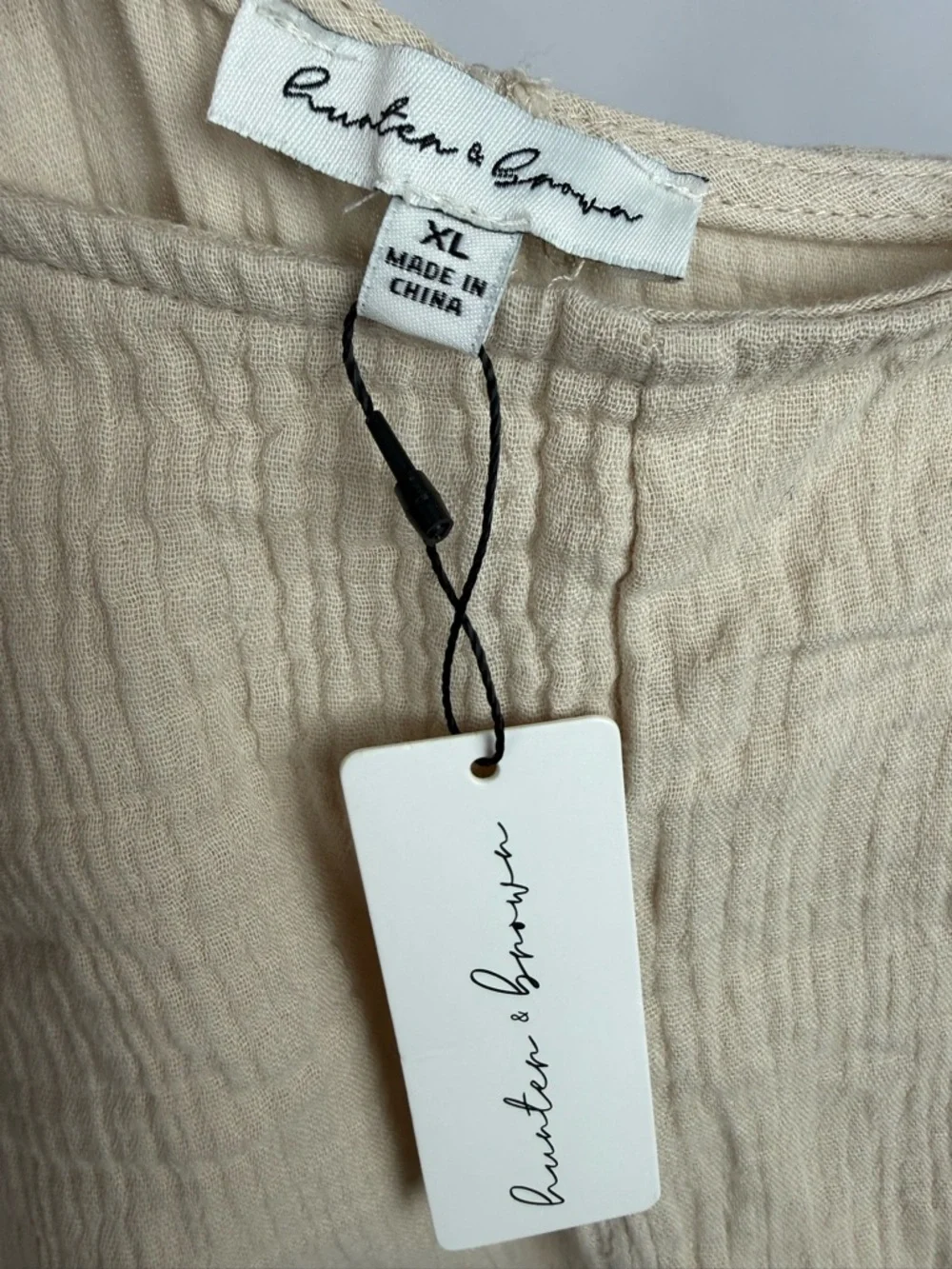 Hunter & Brown Gauze Jumpsuit XL Beige Wide Leg Boho Indie NWT - Picture 4 of 6